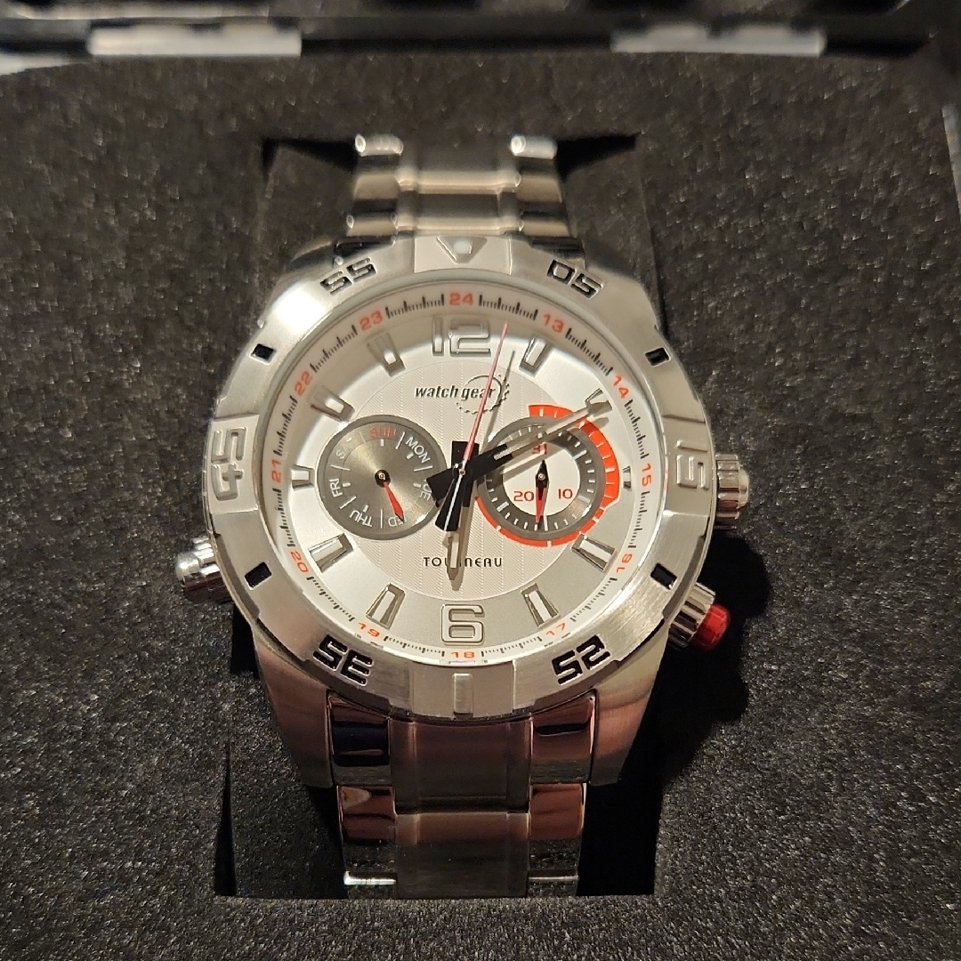 Watchgear By Tourneau Corporate Collection Mens Steel Day Date Subdial Watch